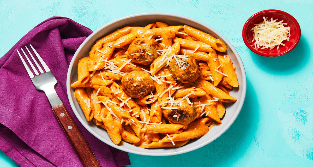 Turkey Meatball Penne made with Pre-Cooked Turkey Meatballs