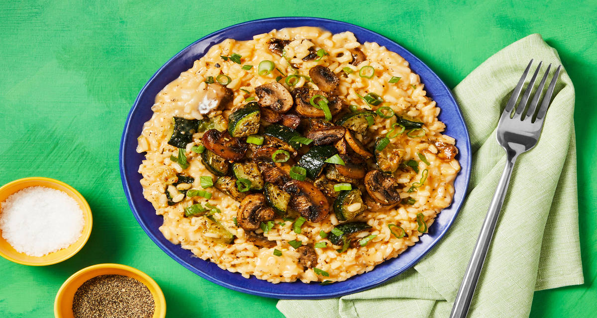 Tuscan Roasted Zucchini & Mushroom Risotto with Scallions, Garlic & Parsley