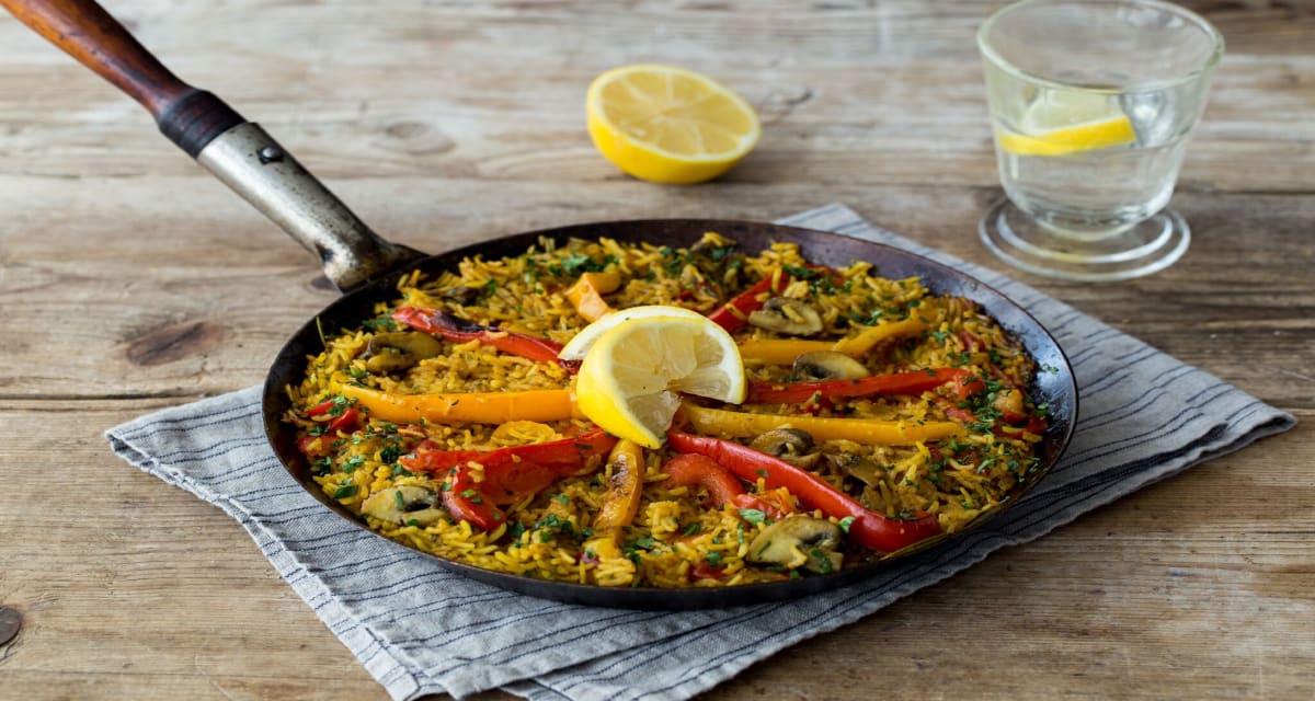 Vegetarian Paella with Sweet Peppers, Mushrooms, and Rosemary-image