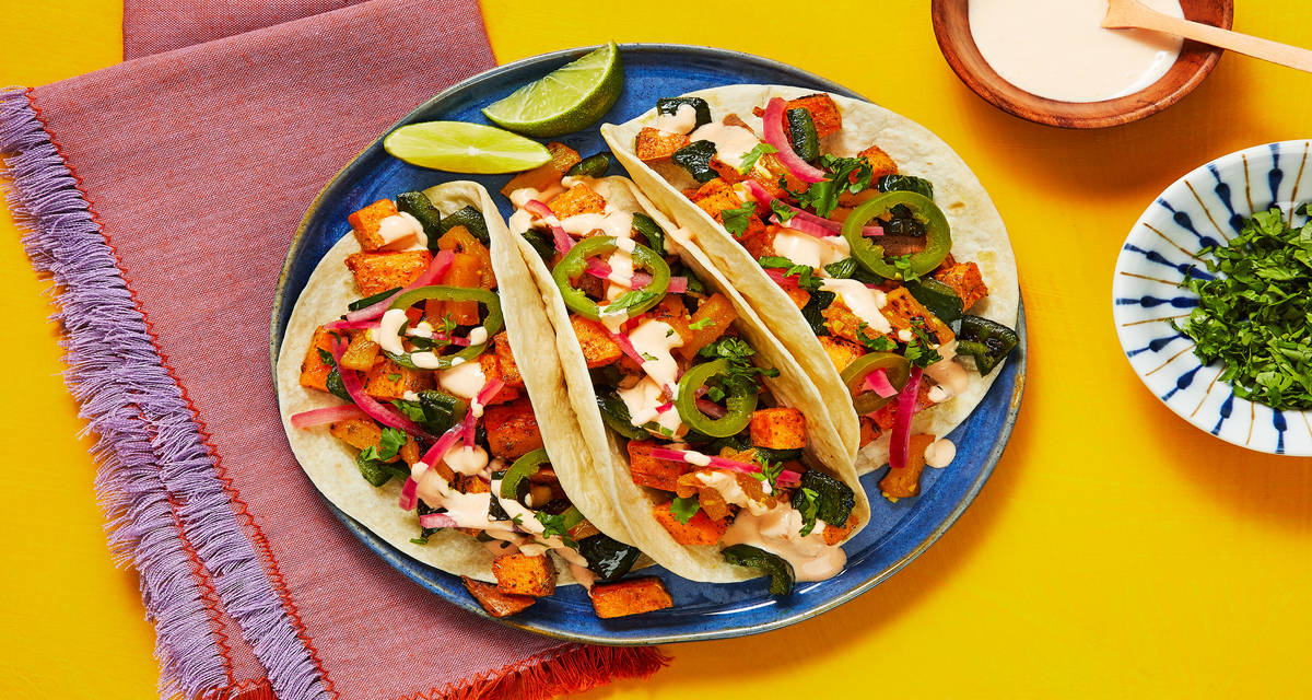Veggie Tacos Al Pastor with Warm Pineapple Salsa and Pickled Veggies