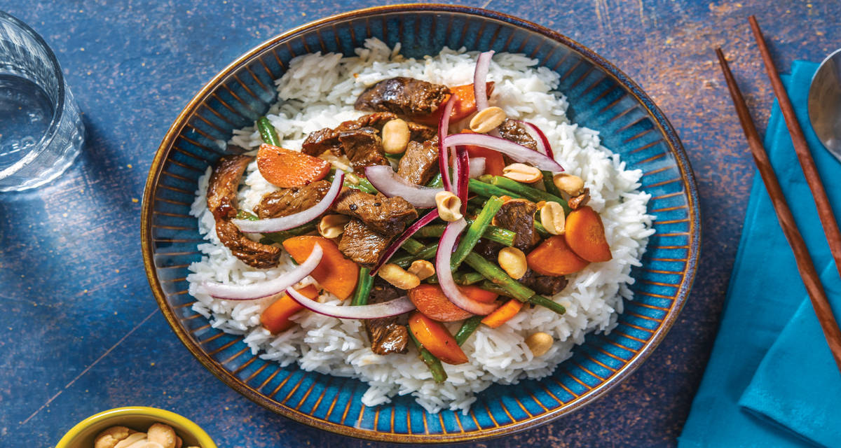 VietnameseStyle Beef Strips with Coconut Rice Recipe HelloFresh