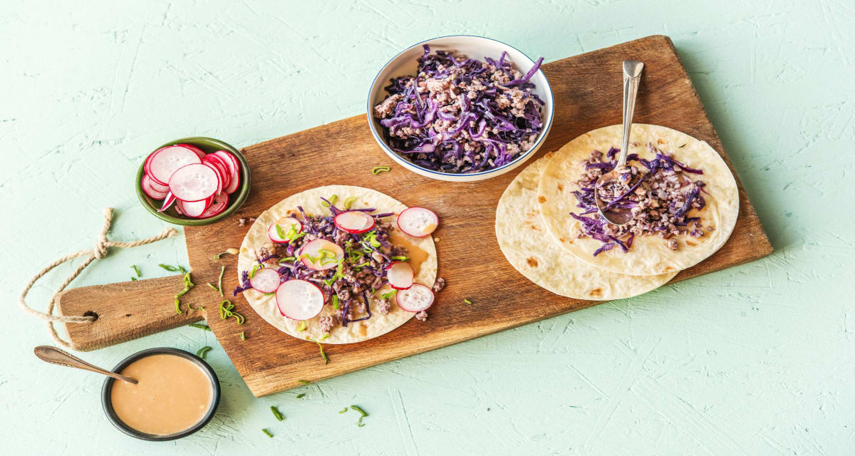 Moo Shu Pork Tacos with Stir-Fried Veggies and Hoisin Mayo-image