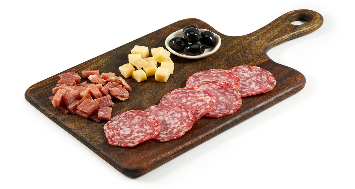 Charcuterie Board with Prosciutto, Salami, Provolone, & Olives