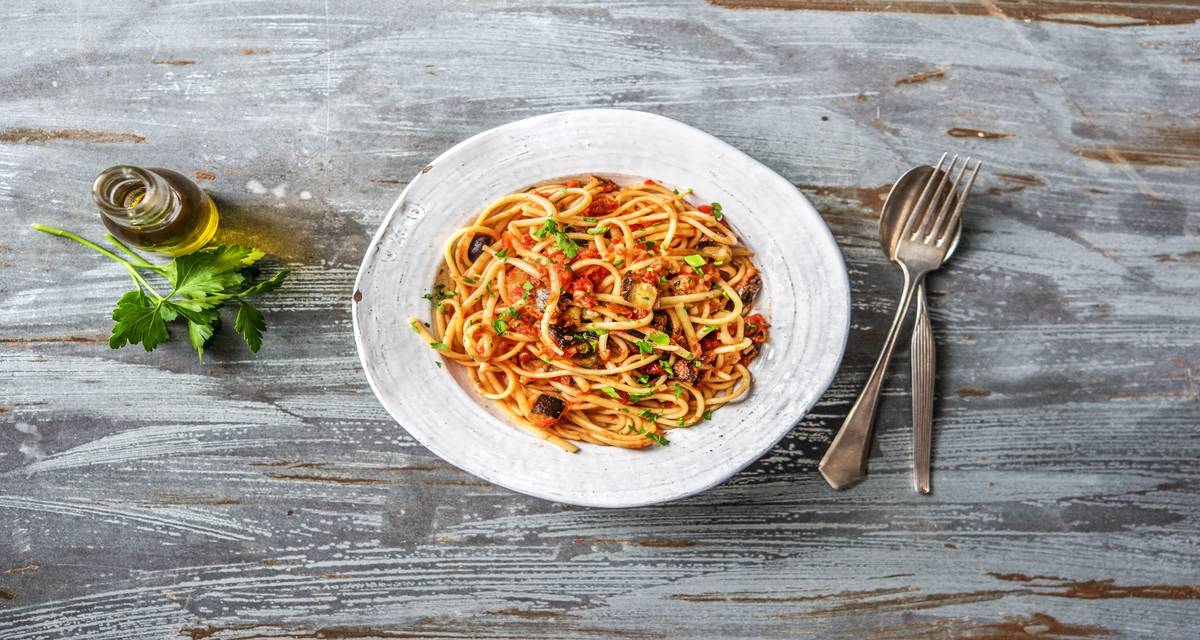 Eggplant and SunDried Tomato Linguine Recipe HelloFresh