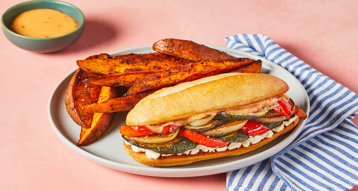 Za’atarRoasted Zucchini & Pepper Sandos Recipe HelloFresh