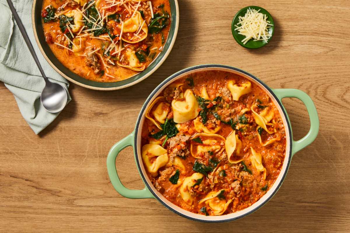 Tout-en-un : Soupe aux tortellinis et à la saucisse