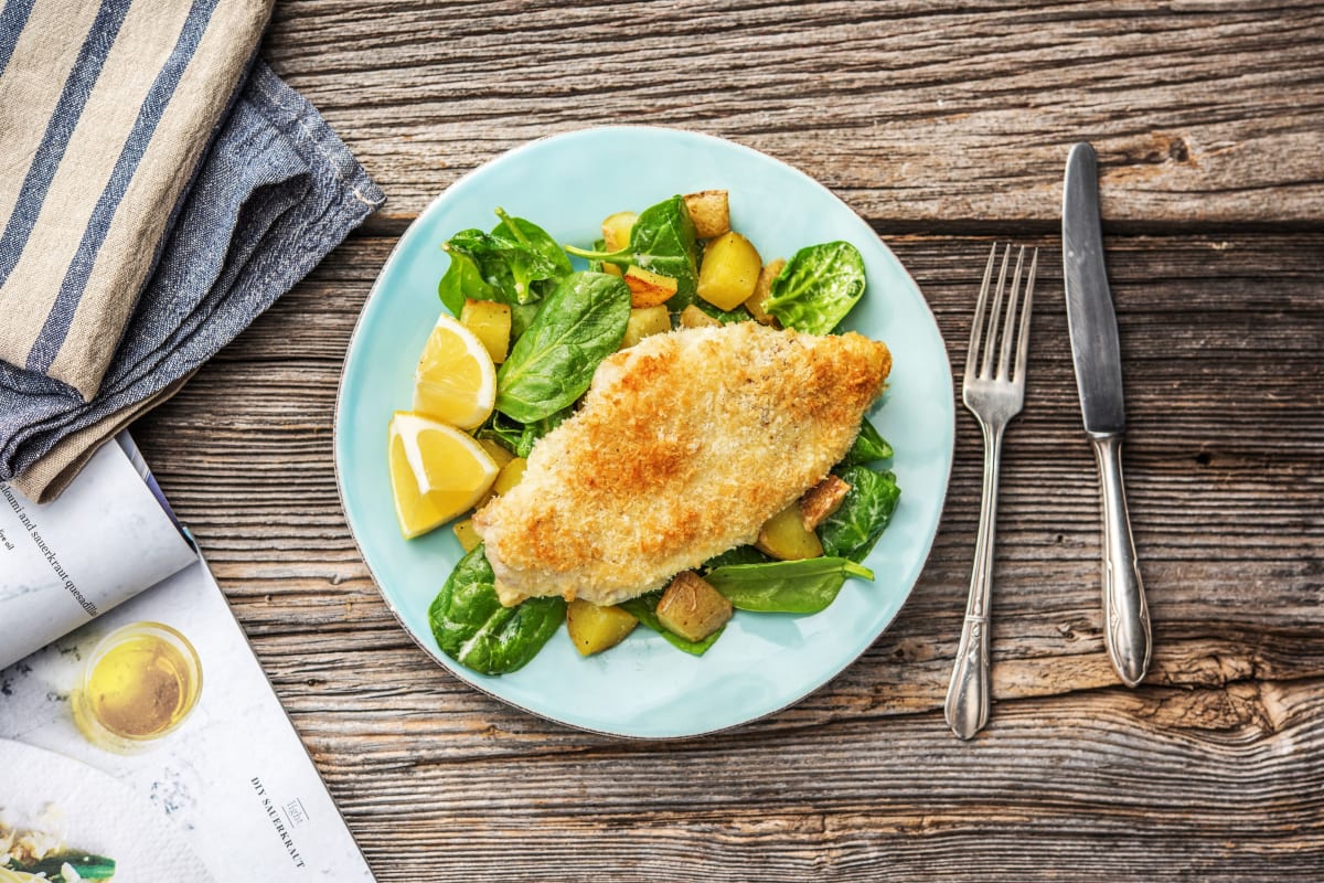 Panko Parm Poulet with Potatoes