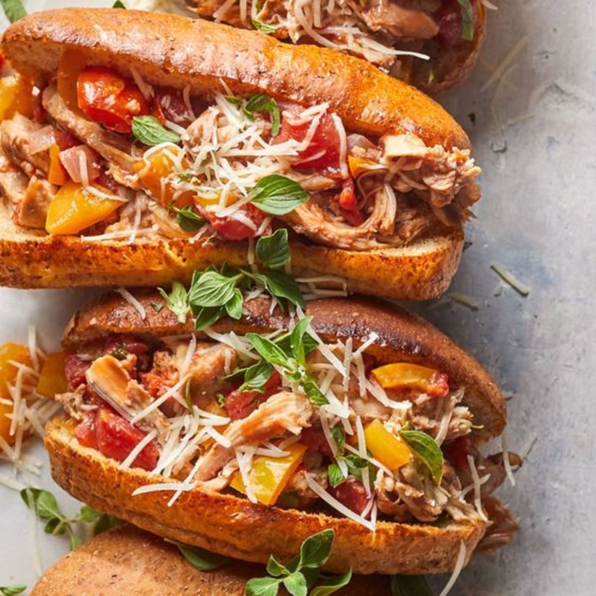 Cheesy Chicken Cacciatore Sandwiches