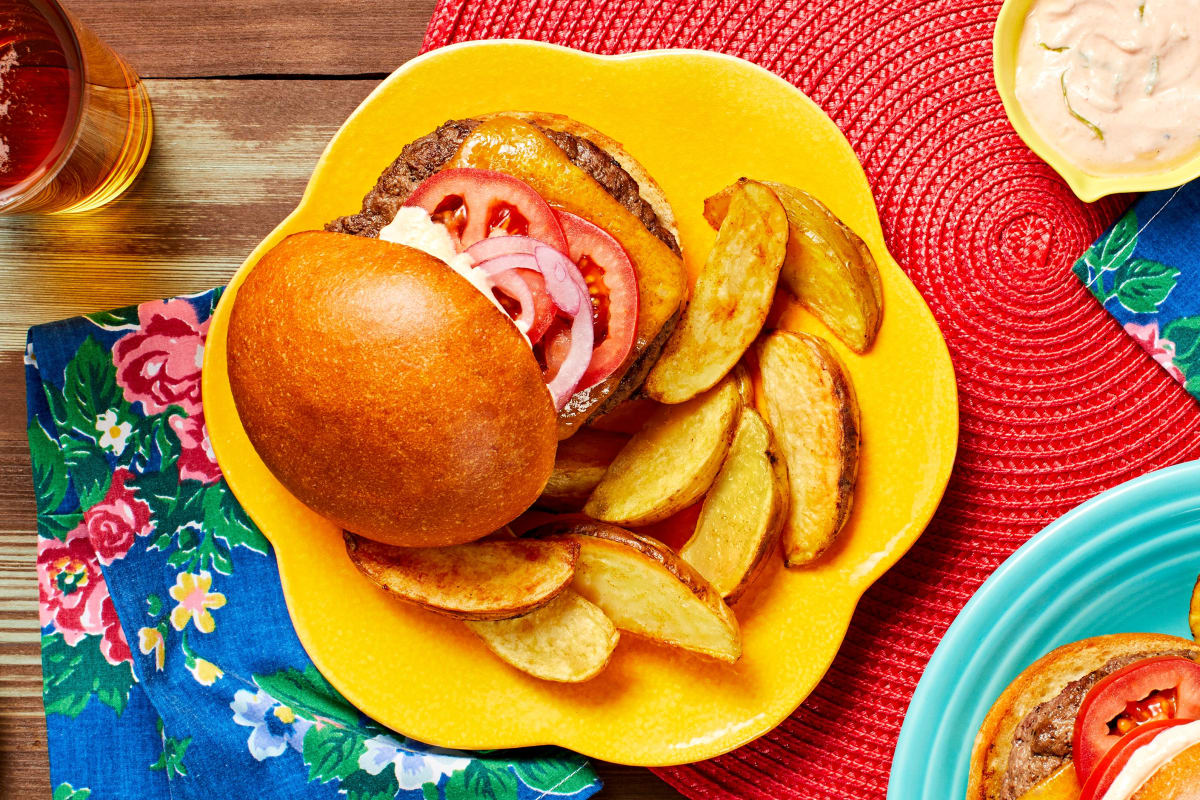 Sriracha Lime Cheeseburgers