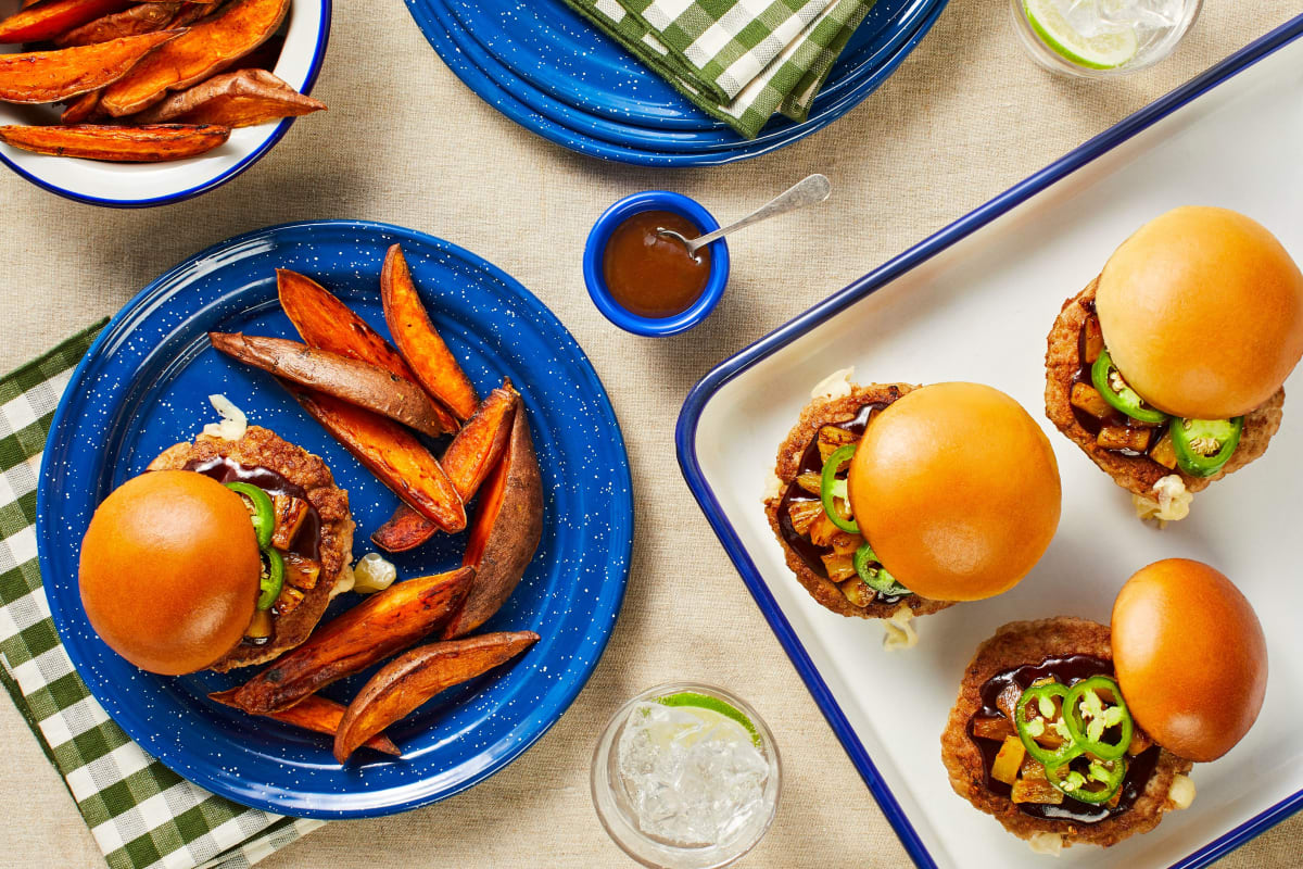 Cheesy Stuffed BBQ Pork Burgers