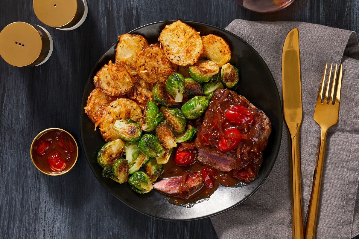 Beef Tenderloin and Burst Balsamic Tomatoes