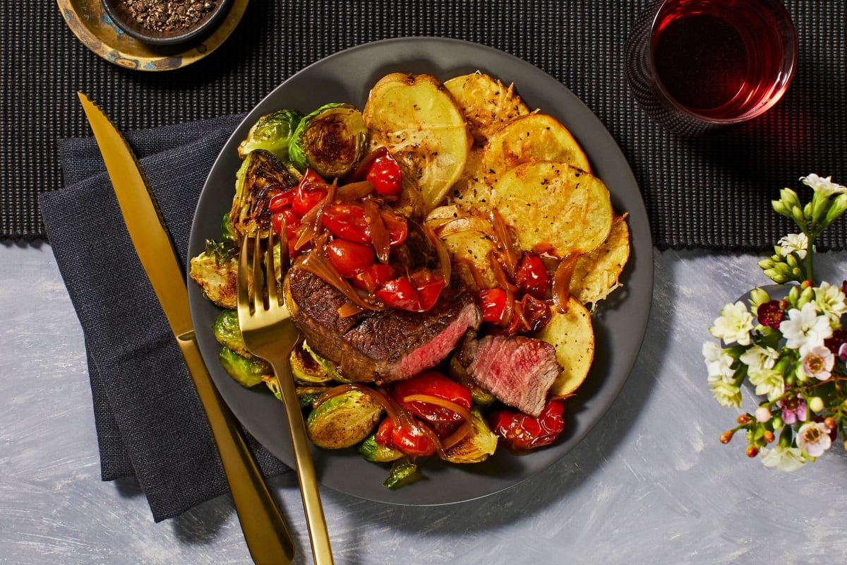 Beef Tenderloin and Burst Balsamic Tomatoes