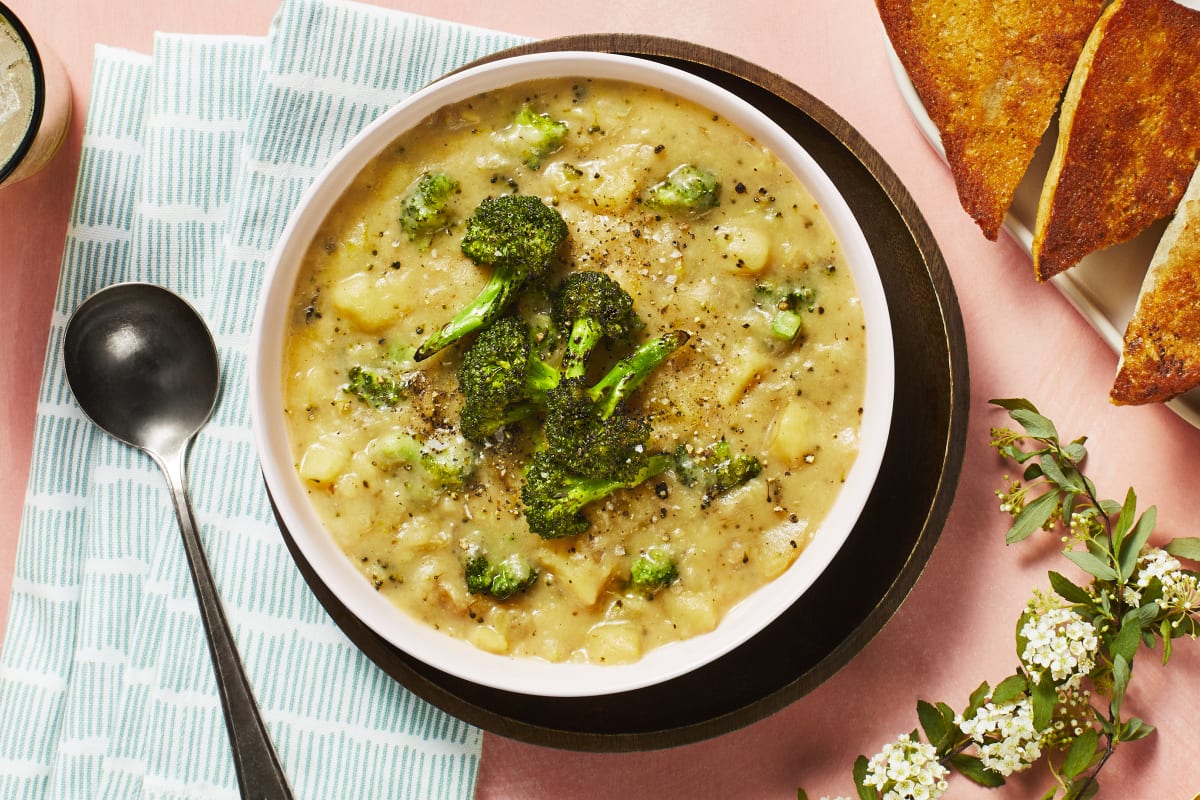 Roasted Broccoli and Potato Chowder