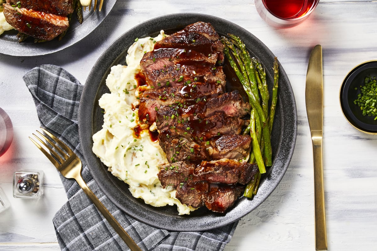 Ribeye and Roasted Garlic Pan Sauce