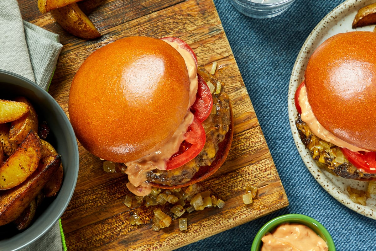 Griddled Onion Cheeseburgers