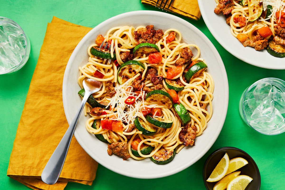 Pork Sausage Spaghetti alla Positano