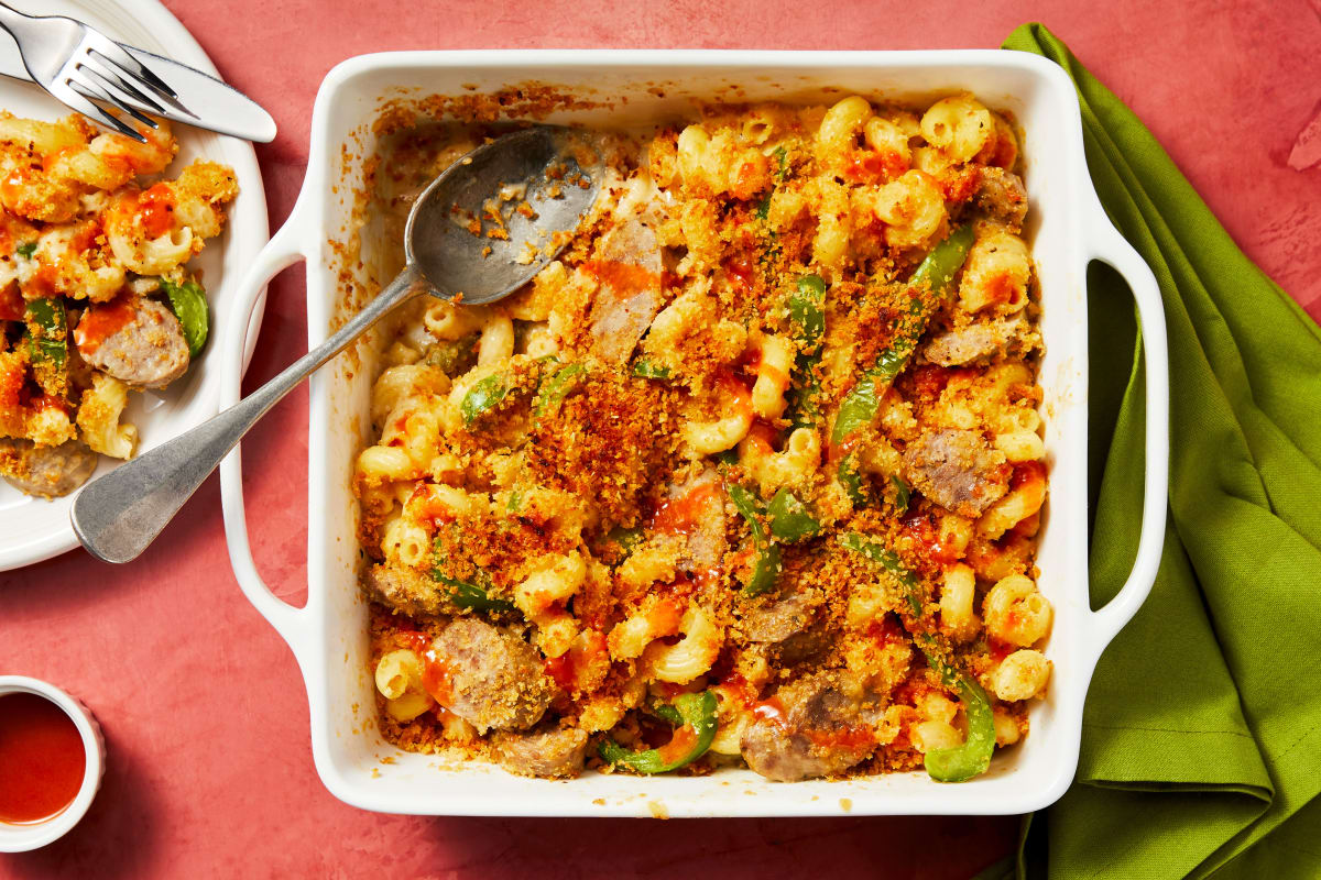 Pork Sausage Cavatappi Bake