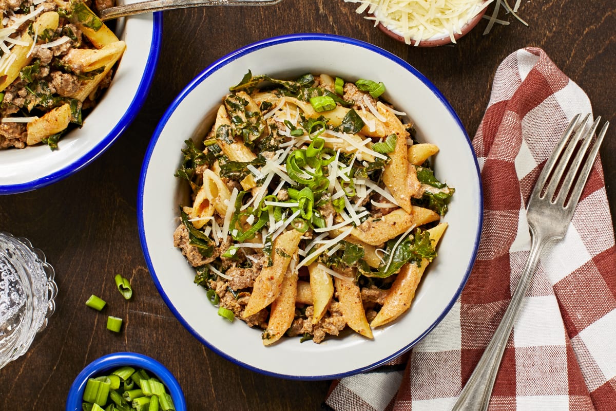 Creamy Tuscan Beef and Penne