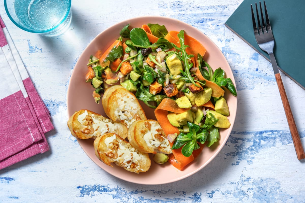 Salade de patate douce rôtie & avocat