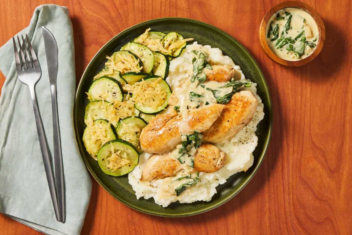Chicken and Creamy Spinach Sauce 