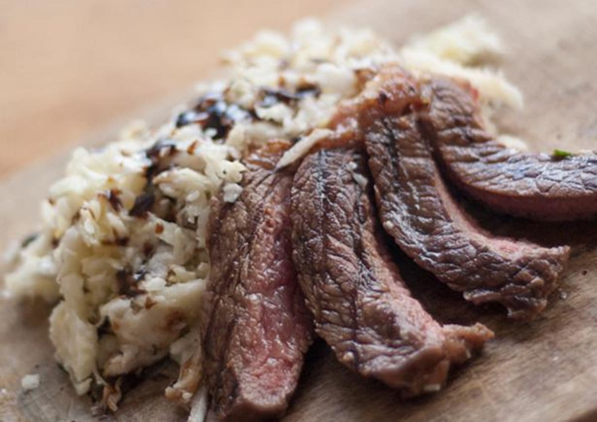Balsamic Steak with Shaved Cabbage