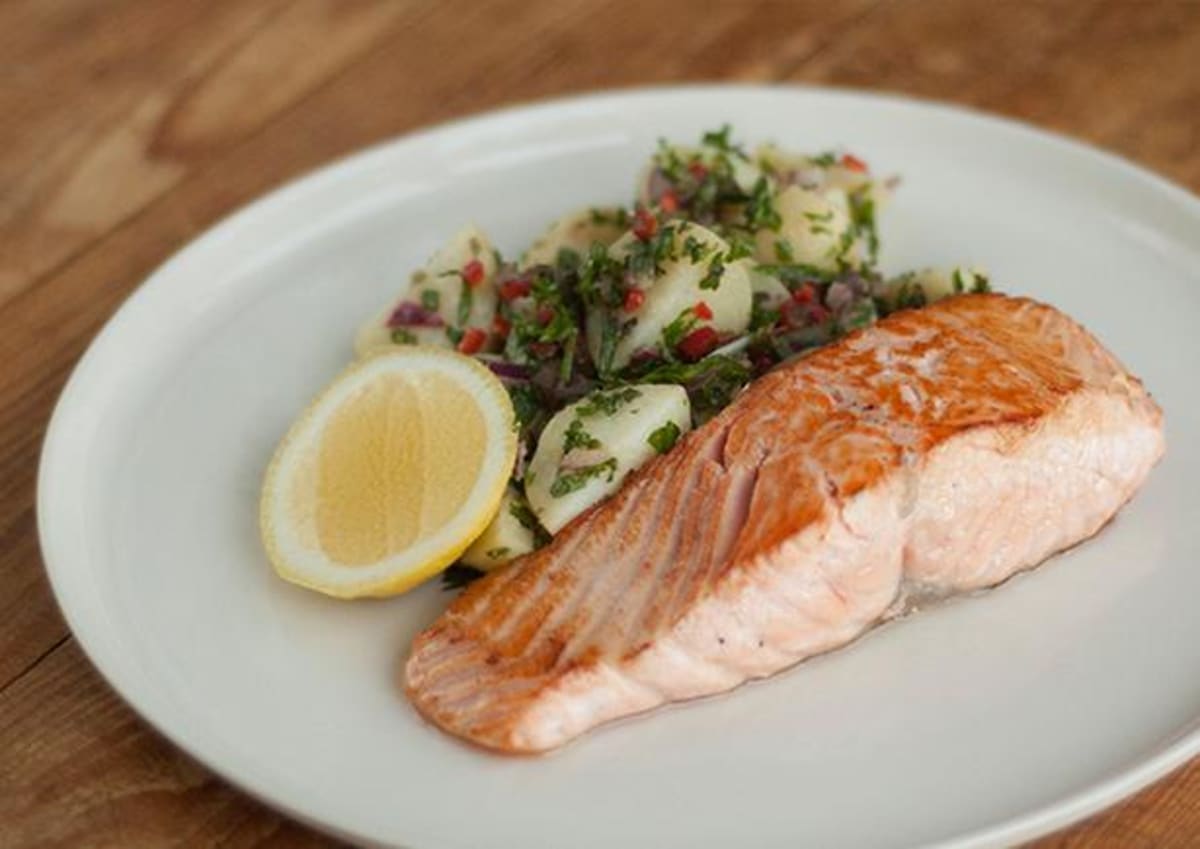 Pan Roasted Salmon With Warm Potato Salad Recipe HelloFresh pan-roasted-salmon-with-warm-potato-salad-recipe-hellofresh