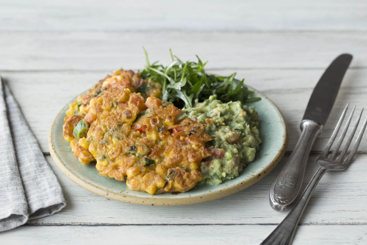 Golden Corn Fritters with Guacamole