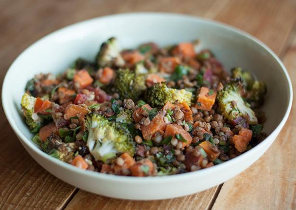 Broccoli, Sweet Potato and Lentil Salad