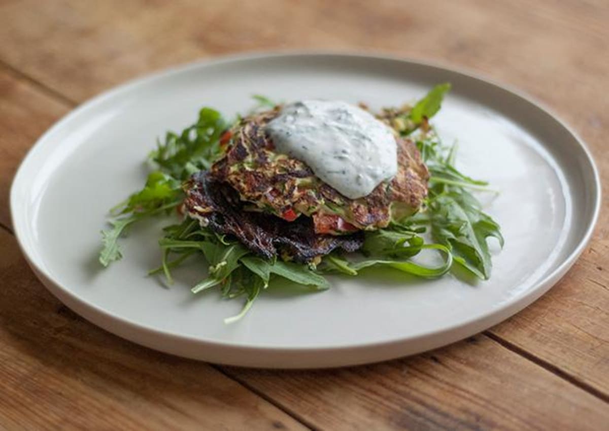 Zesty Zucchini Fritters with Dill & Lemon Yoghurt Dressing