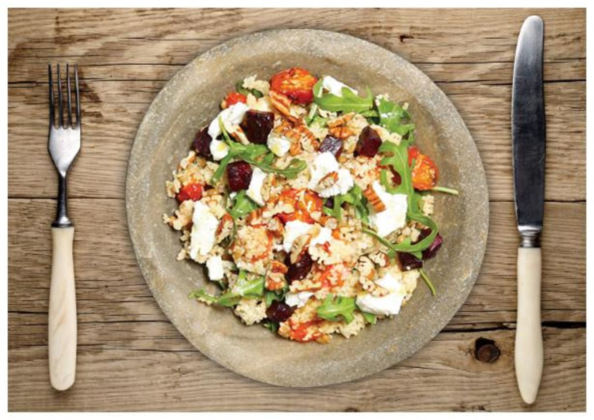 Warm Lentil, Cous Cous and Goat’s Cheese Salad 