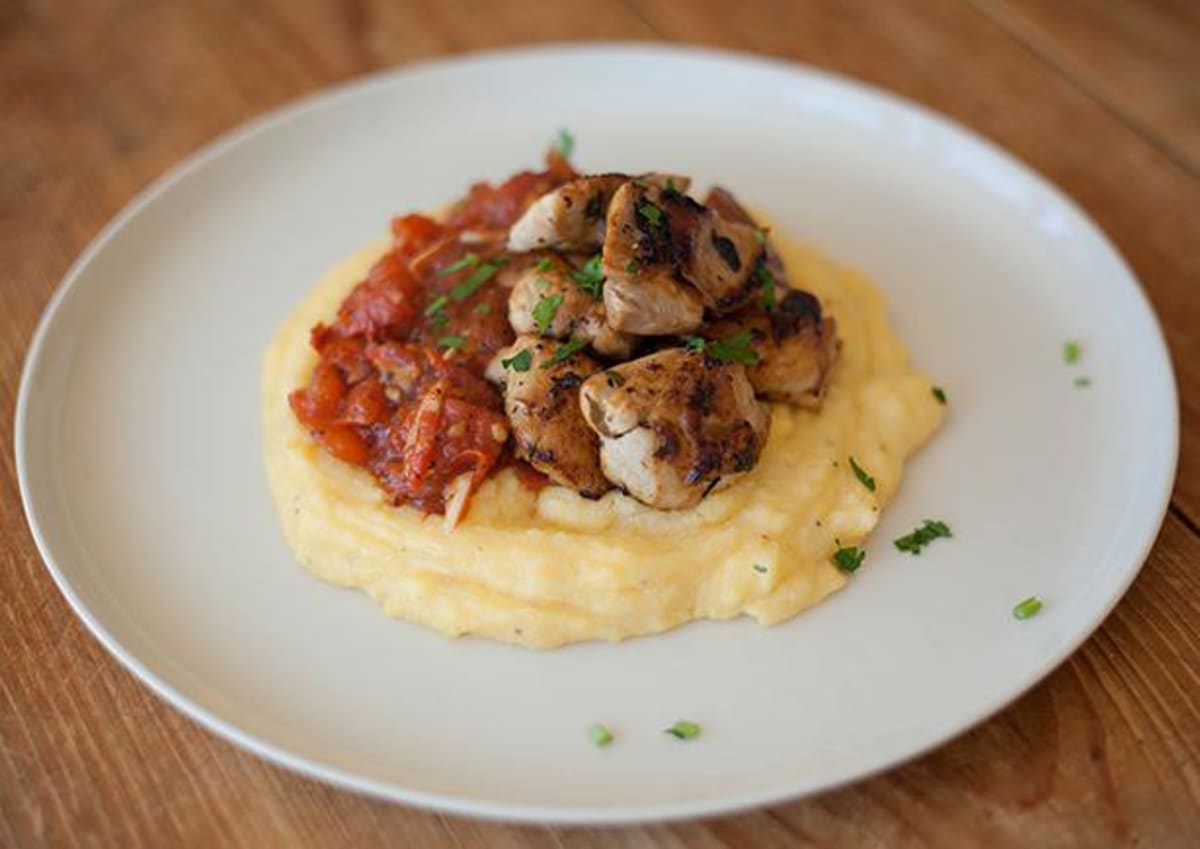 Chicken with Polenta and Braised Tomatoes Recipe HelloFresh