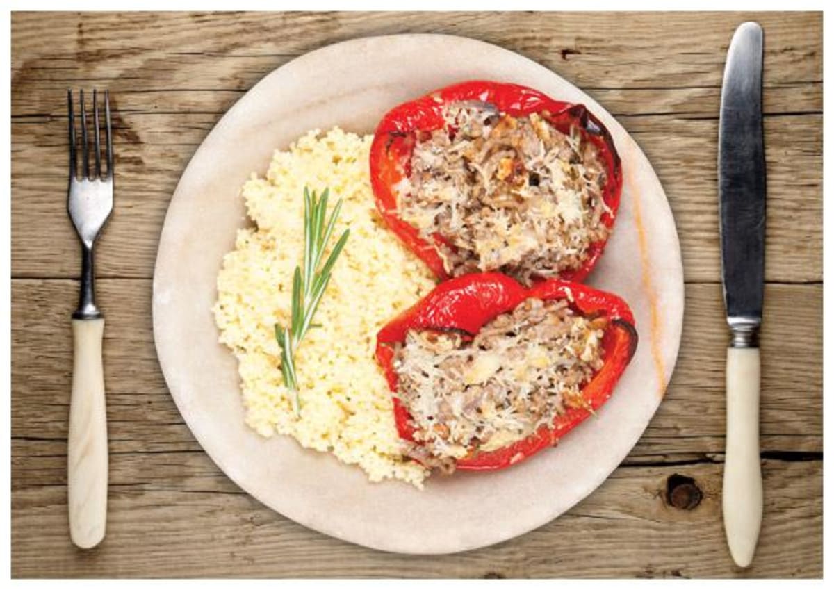 Roasted Peppers with Herbed Lamb 