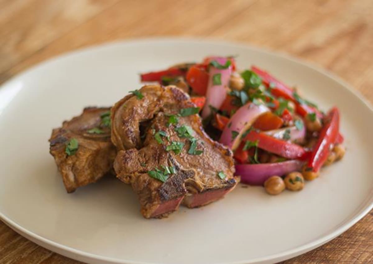 Moroccan Lamb Chops with Chickpeas & Capsicum