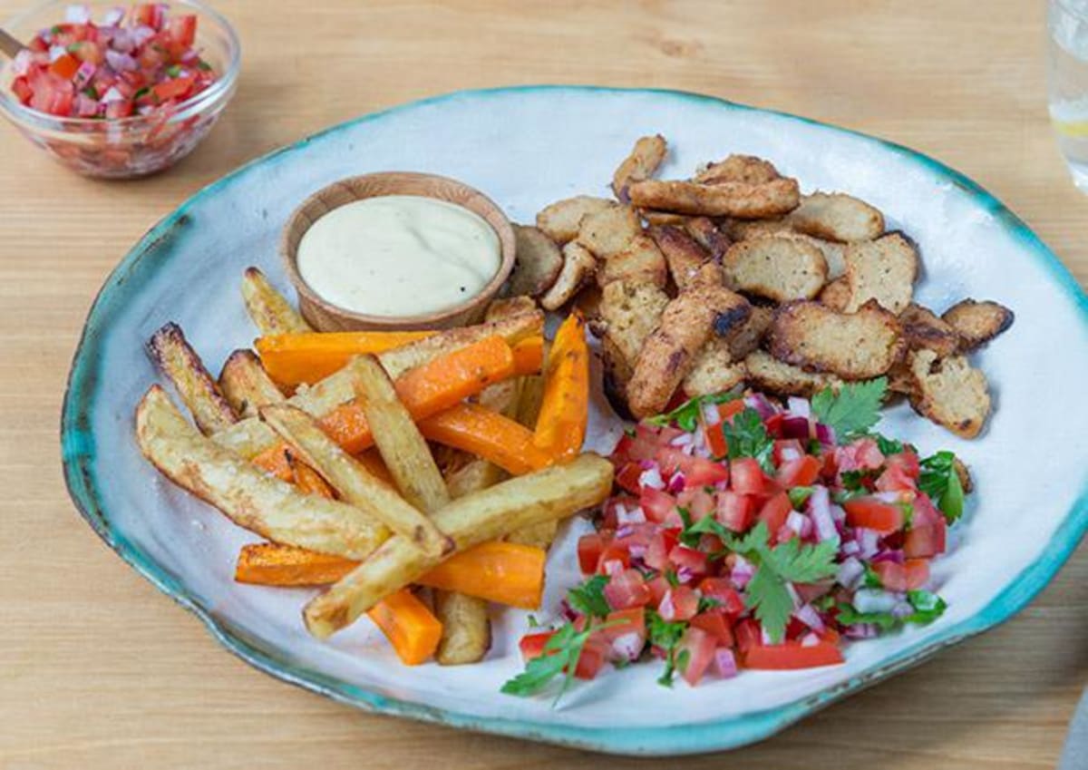 Veganer Döner mit selbstgemachter Cashew-Mayo,