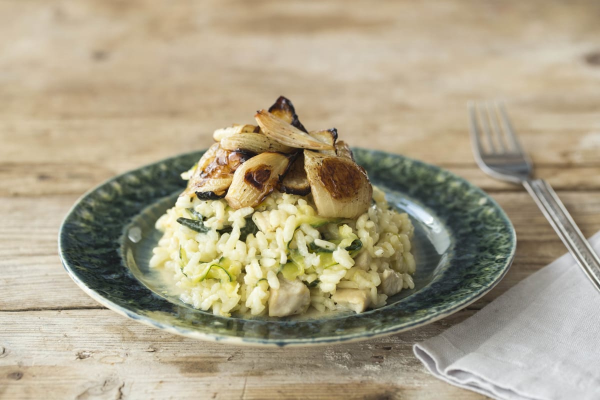 Caramelised Onion Risotto with Succulent Chicken