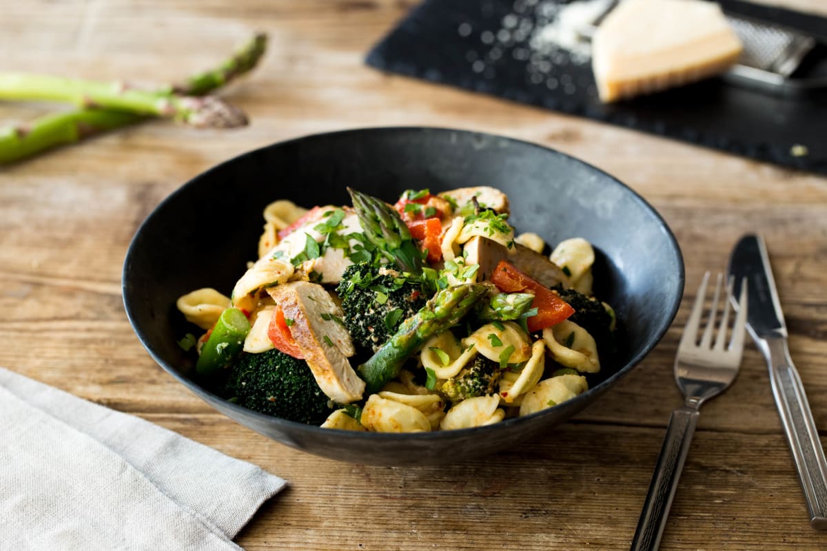 Pan-Seared Chicken & Orecchiette Primavera