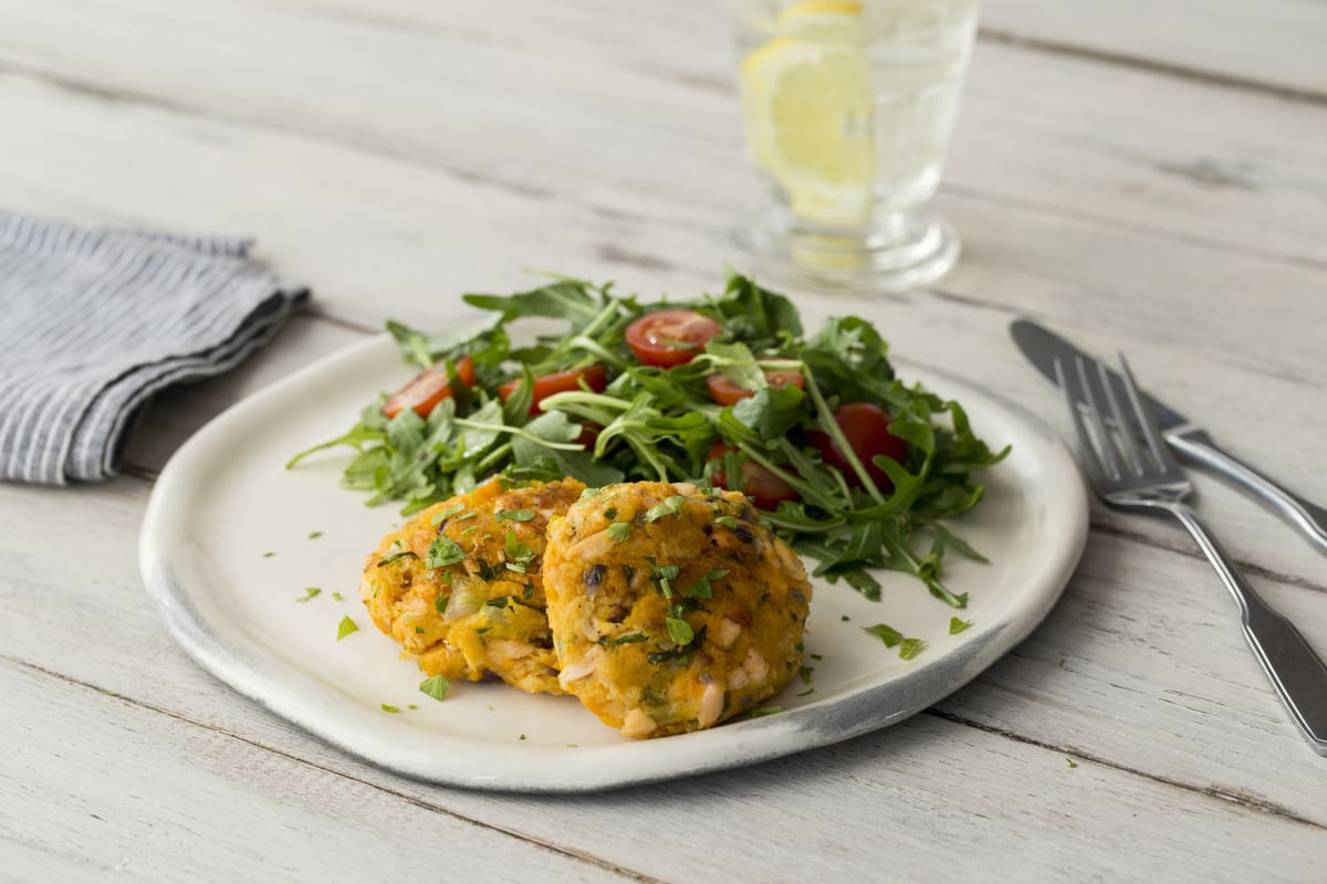 Old Bay-Spiced Salmon & Sweet Potato Cakes