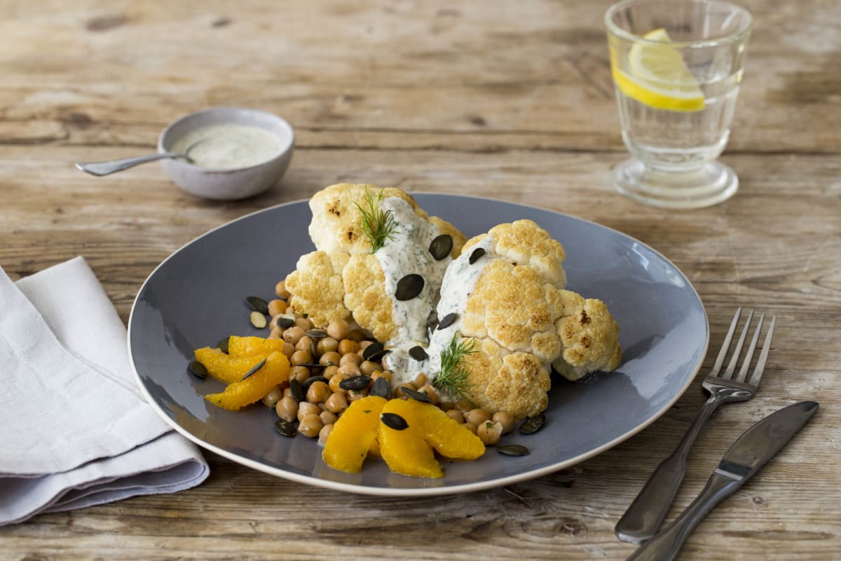 Mediterranean Whole-Roasted Cauliflower