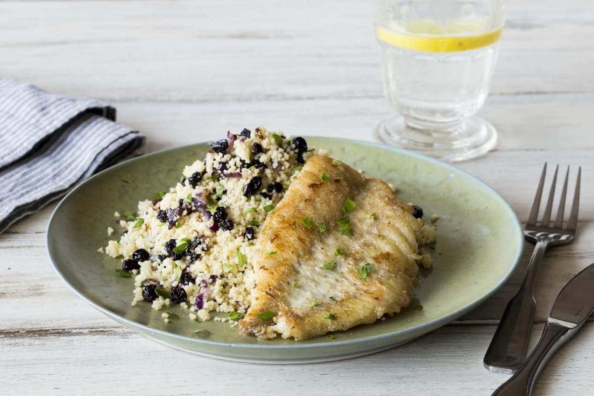 Pan-Fried Fish with Zesty Currant Couscous