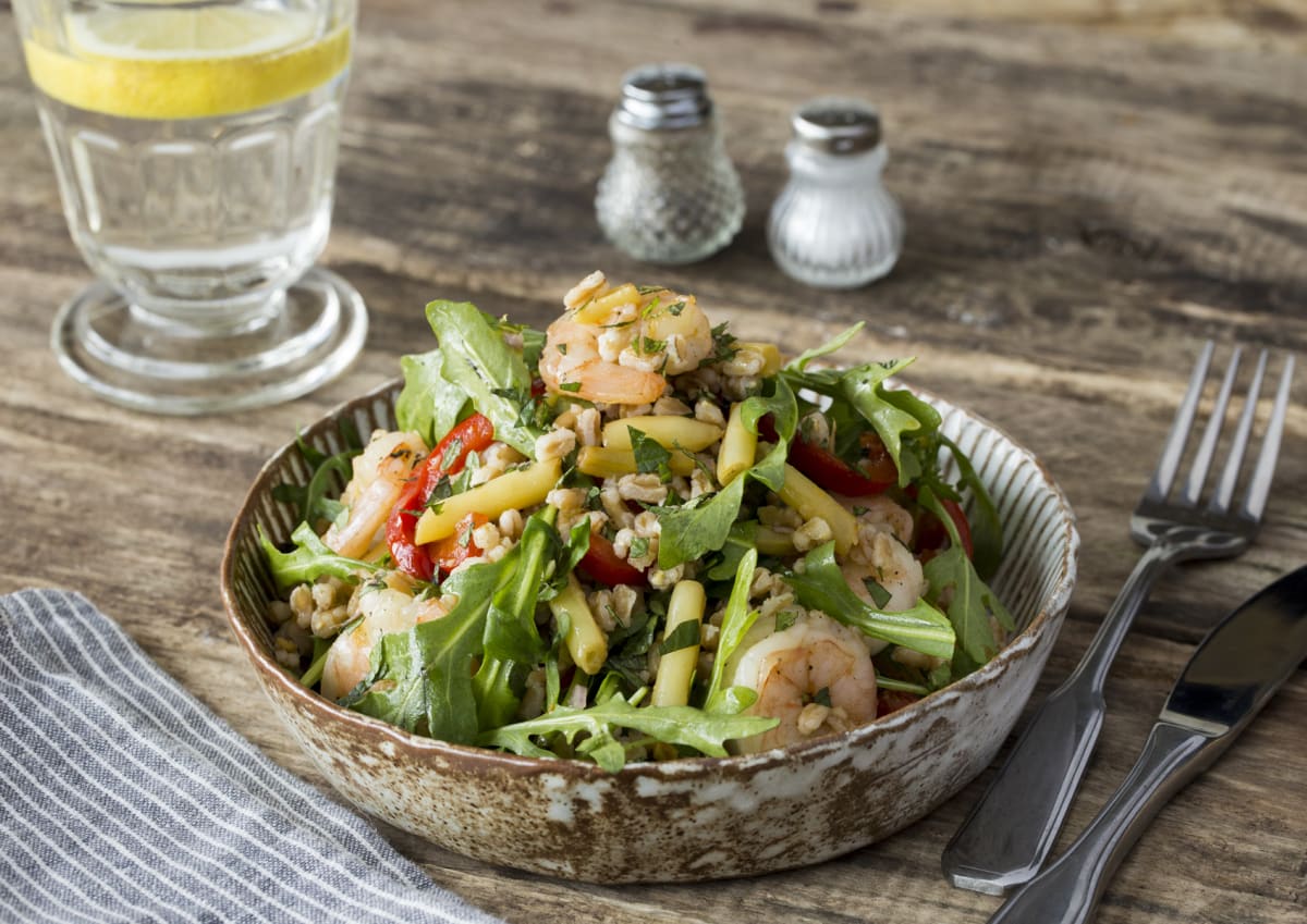 Warm Farro & Shrimp Bowl