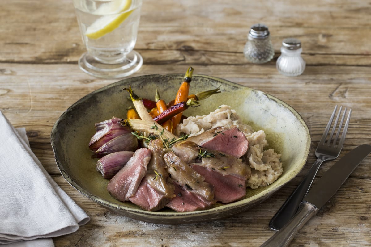 Mini Lamb Roast Dinner with Baked Baby Carrots