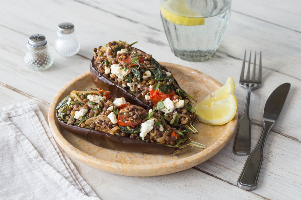 Whole top roasted eggplant