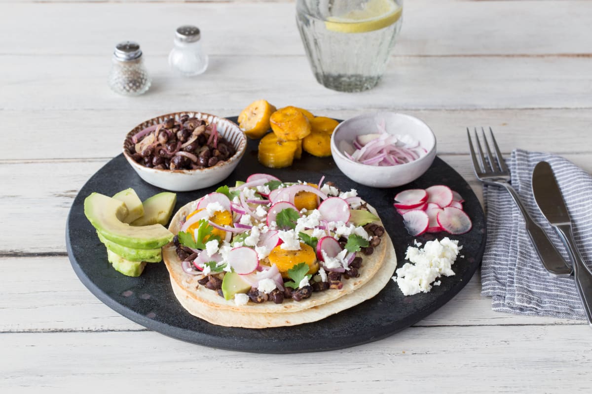 Plantain and Black Bean Tostadas