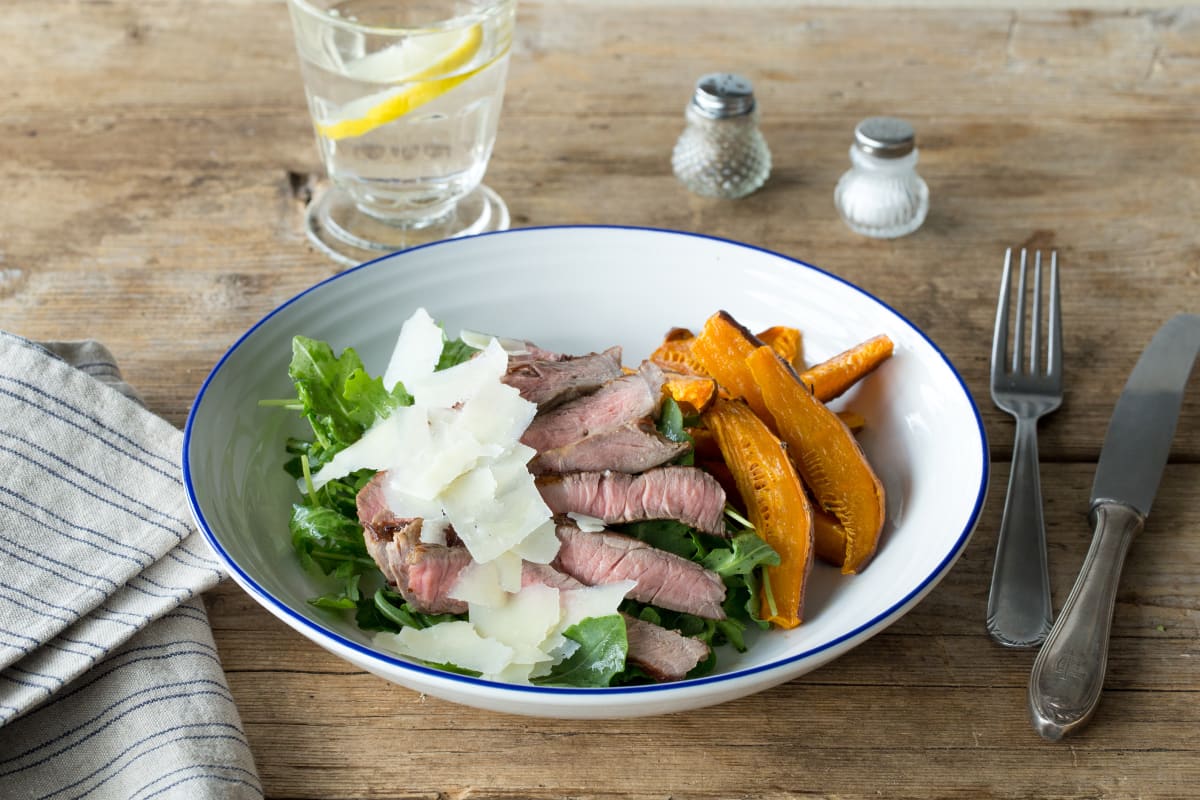 Tagliata with Sweet Potato Wedges