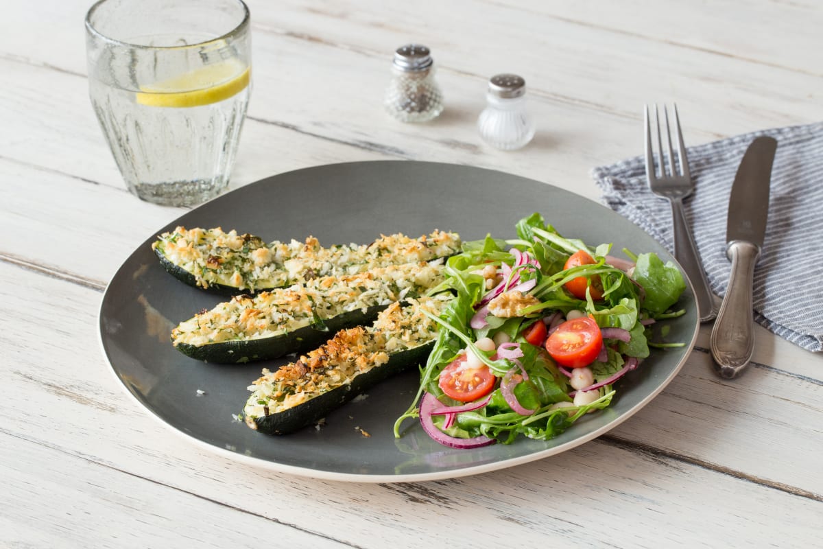 Herb Crusted Zucchini with Cannellini Salad