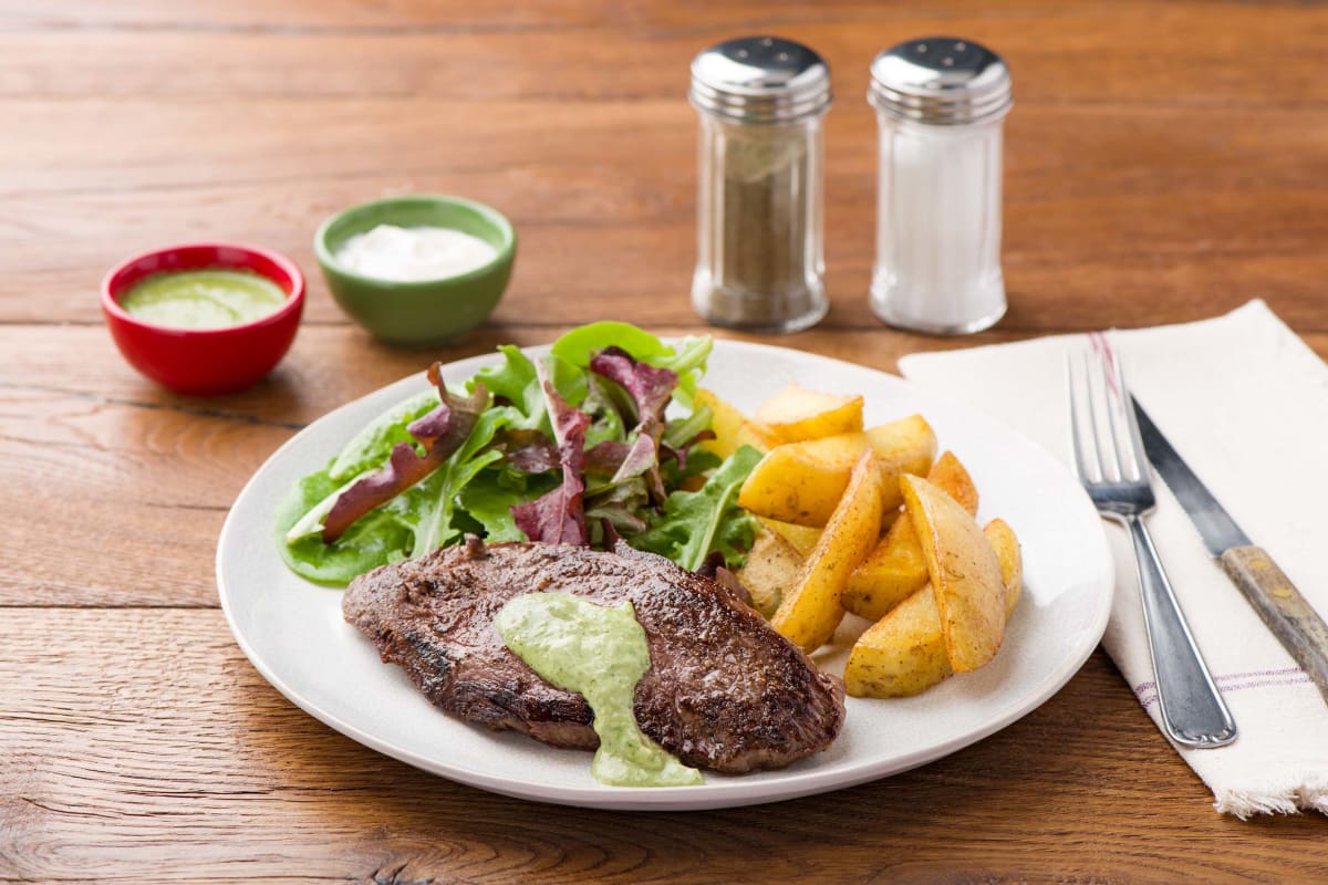 Chimichurri Lamb with Chips & Green Aioli