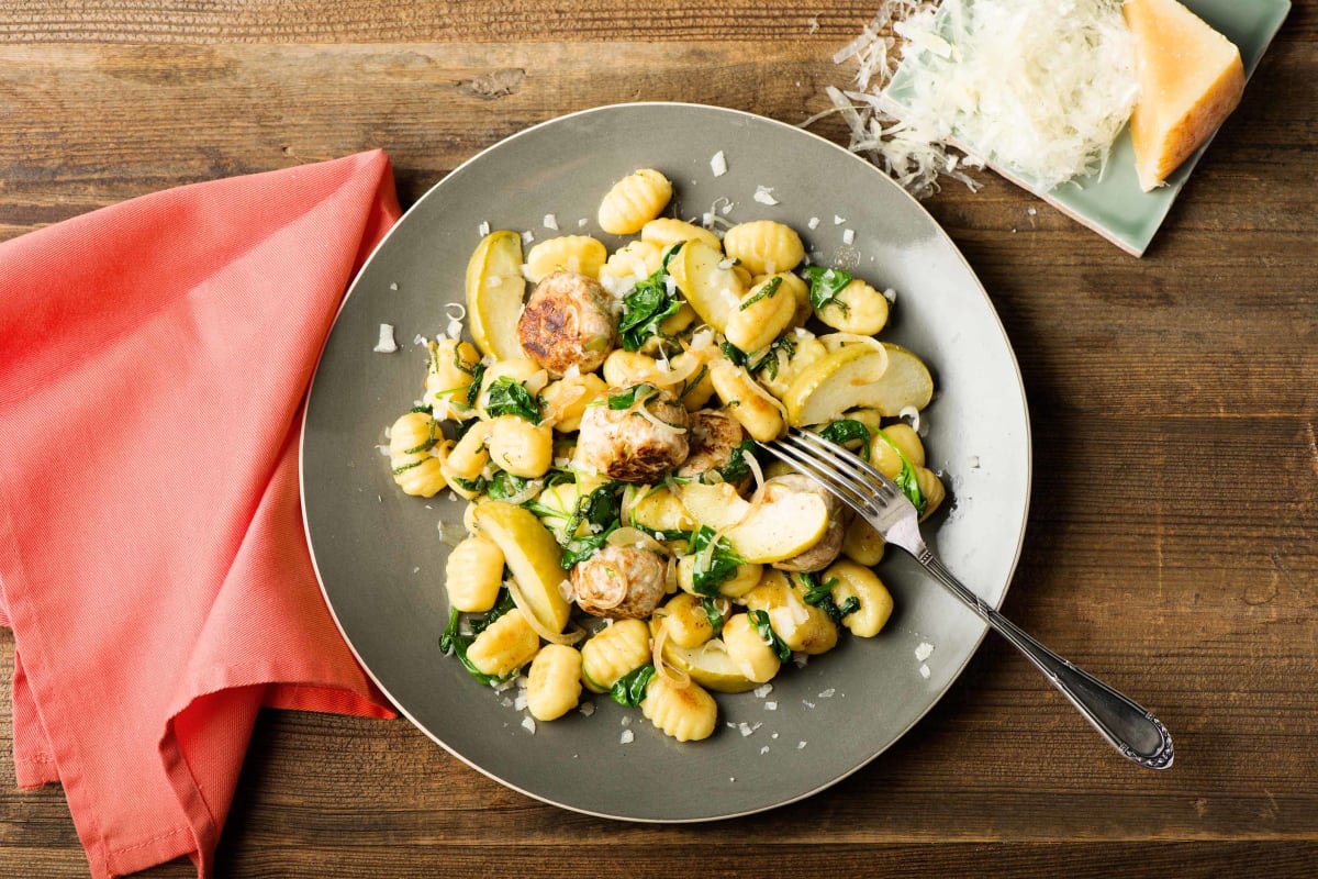 Chicken Meatballs & Gnocchi with Sage, Apple, and Parmesan