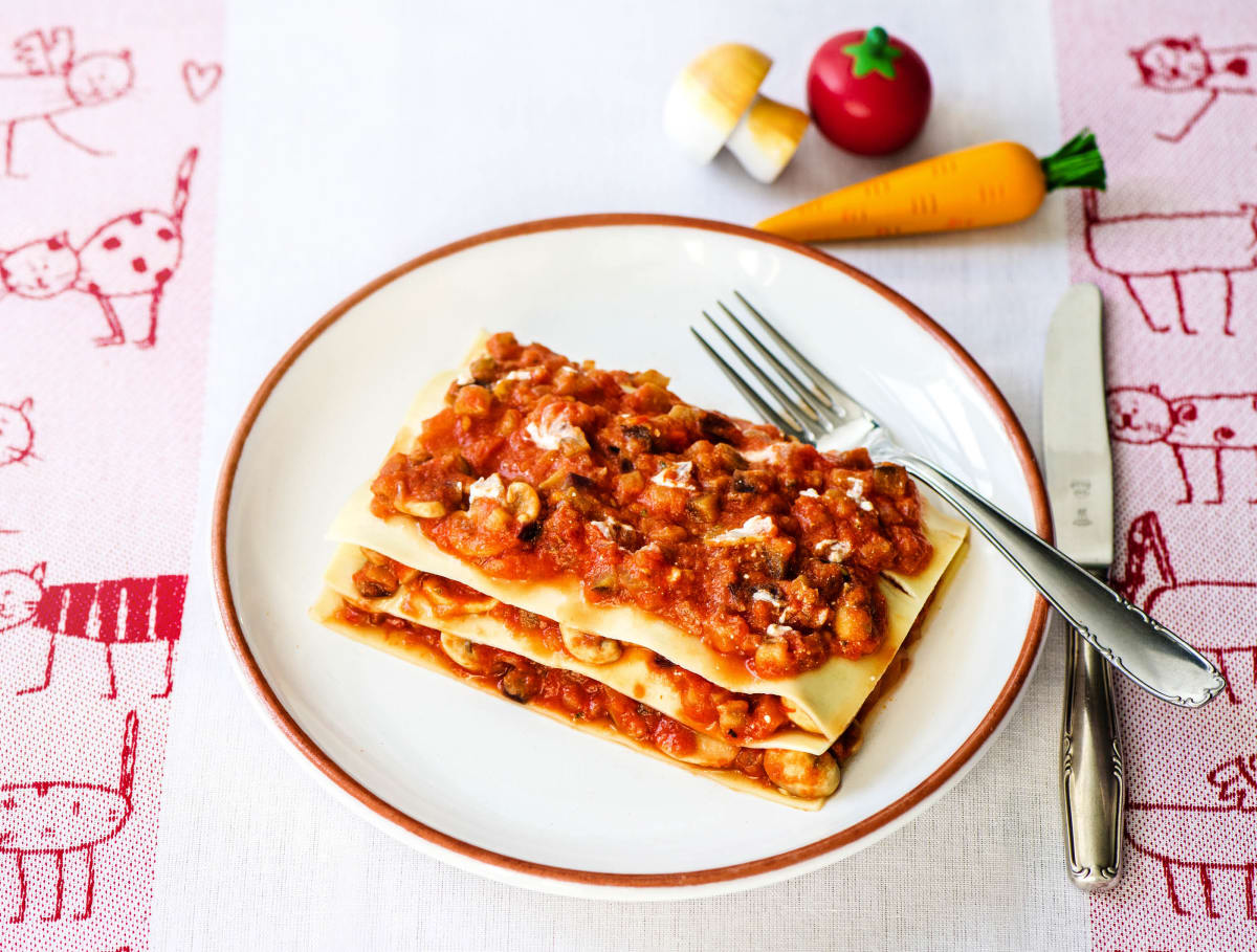 Lasagne met tomaten-groentesaus