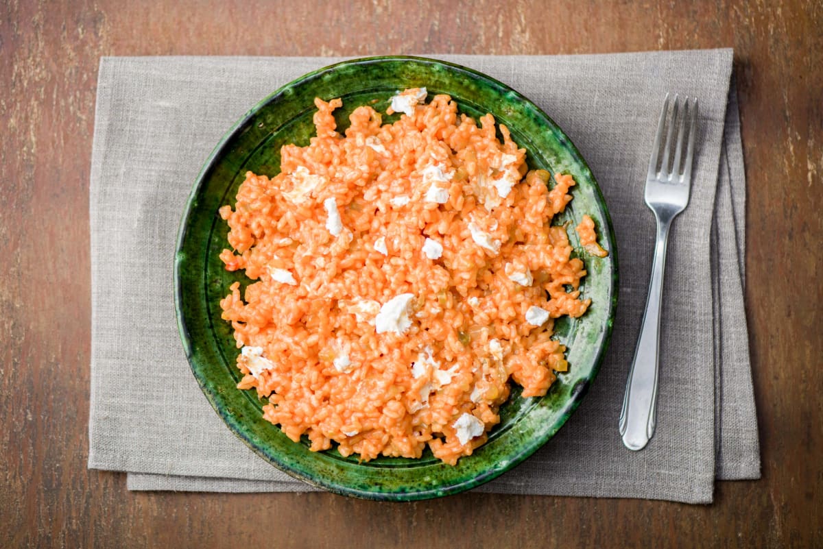 Roasted Red Pepper and Goat’s Cheese Risotto