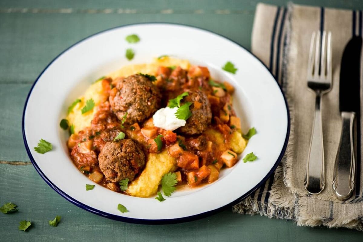 Turkish Meatballs with Parsnip and Creamy Polenta